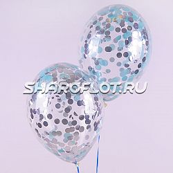Шары с конфетти голубой серебро, 30см
