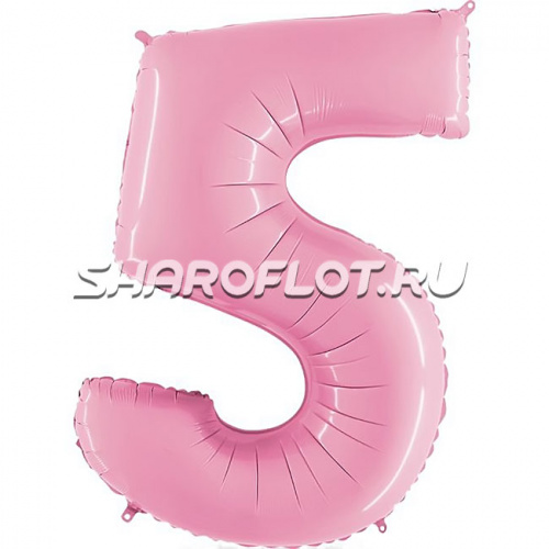 Шар Цифра 5 Розовая матовая 85см