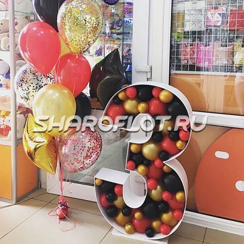 Цифра 3 в стиле аэромозайка