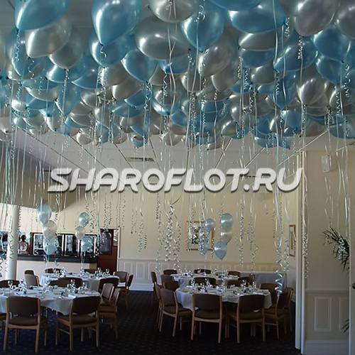 Шары серебряные, голубые 30см