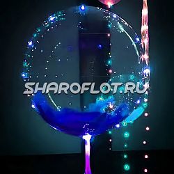 Шар прозрачный с подсветкой Космос Синий 50см
