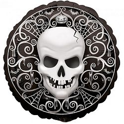 Шар Черный Круг с Черепом 40см