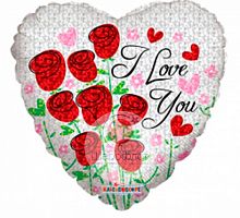 Воздушный шарик из фольги Сердце Розы красные