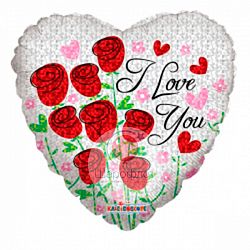 Воздушный шарик из фольги Сердце Розы красные