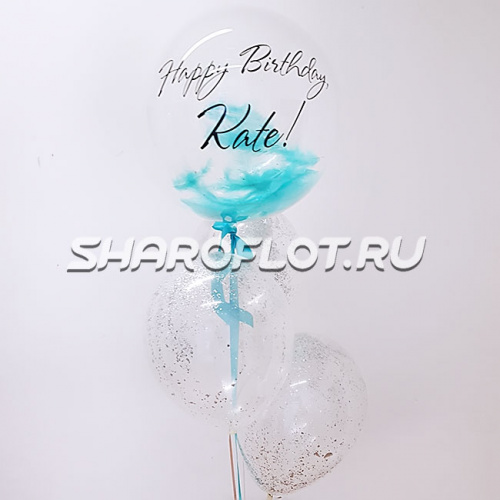 Набор шаров с блестками и перьями