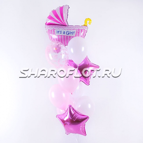 Фонтан для новорожденной девочки с коляской