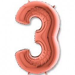 Шар Цифра 3 Розовое золото 85см