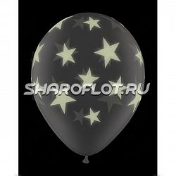 Шары Прозрачные Звезды светящиеся, 30см