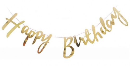 Гирлянда Happy Birthday золото 100см Гирлянда Happy Birthday золото 100см