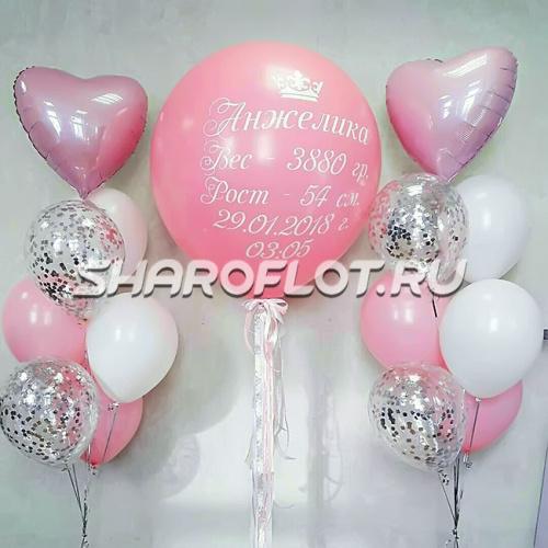 Композиция из шаров к рождению девочки Композиция из шаров к рождению девочки
