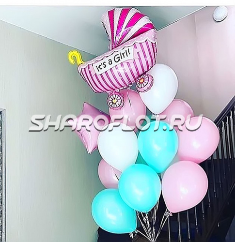 Букет шаров на выписку девочки