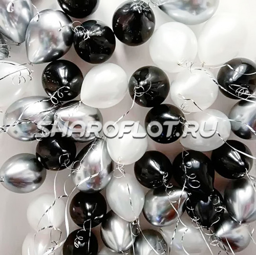 Шарики Белые Черные Серебро 30см