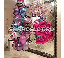 Композиция из воздушных шаров с куклами Лол