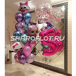 Композиция из воздушных шаров с куклами Лол