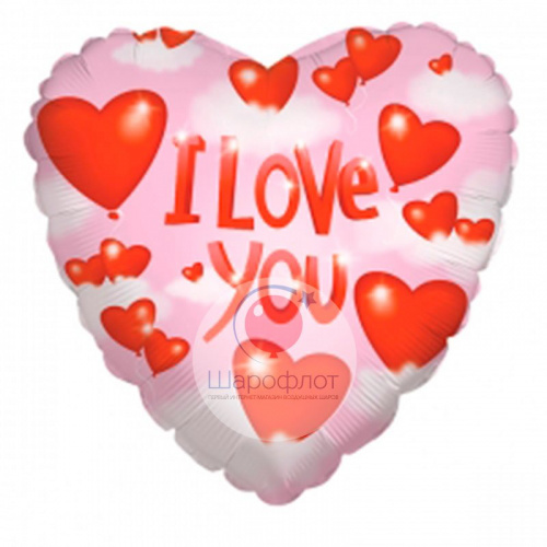 Воздушный шарик из фольги Сердце Сердца в облаках 