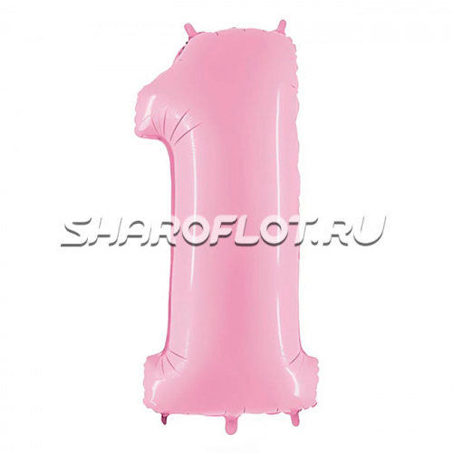 Шар Цифра 1 Розовая матовая 85см