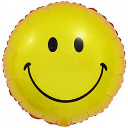 Шар Круг Смайл Желтый 45см