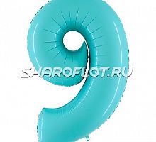 Шар Цифра 9 Голубая пастель 85см