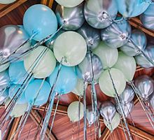 Шарики Оливковые Голубые Серебро 30см