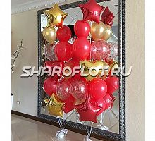 Фонтан из шаров красный с золотым