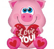 Шар Хрюша с сердцем 60см
