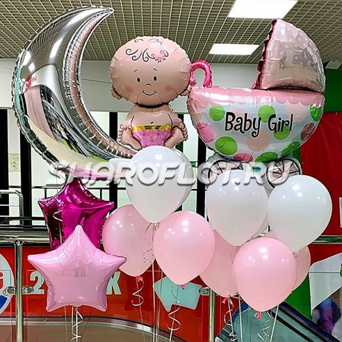 Букеты шаров для девочки на выписку из роддома Букеты шаров для девочки на выписку из роддома