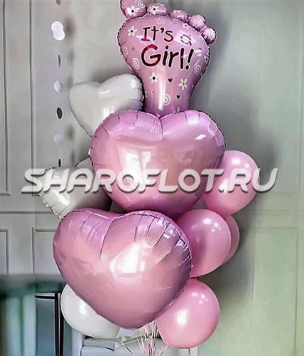 Букет шариков на выписку девочки из роддома