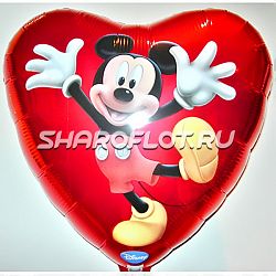 Шар Сердце Микки танцует 40см