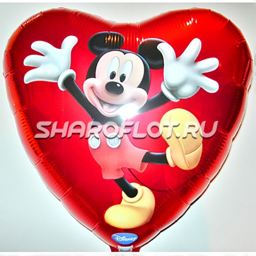 Шар Сердце Микки танцует 40см
