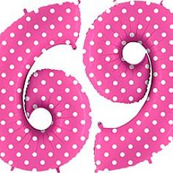 Шар Цифра 9 Розовая в горошек 85см