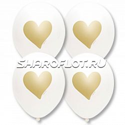 Шар Белый с золотым сердцем, 30см