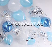Шары Ассорти голубое Серебро для мальчика 30см