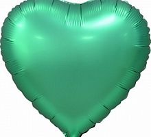 Шар Сердце Зеленое сатин 40см