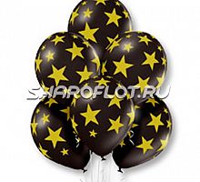 Шары Черные звезды золотые, 30см