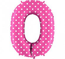 Шар Цифра 0 Розовая в горошек 85см