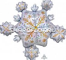 Шар Снежинка Бело-золотая 95см