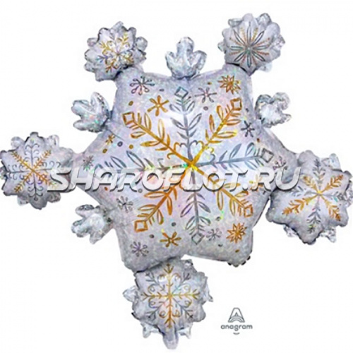 Шар Снежинка Бело-золотая 95см
