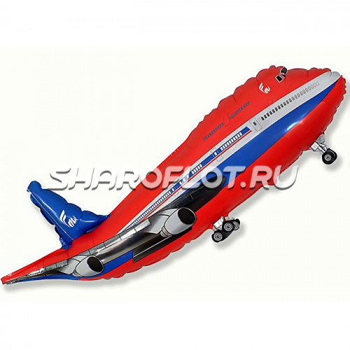 Шар Самолет лайнер Красный 90см