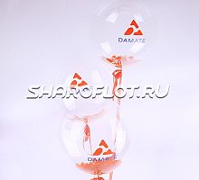 Фонтан прозрачных шаров 45см с перьями и надписью