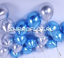 Шарики Серебро Синий Хром 30см