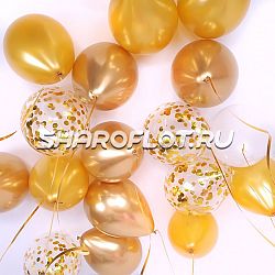 Шары на потолок Золотое Ассорти с Белым 30см