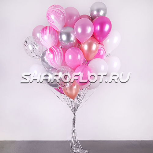 Облако шариков Розовое ассорти 30см