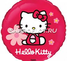 Шар Хелло Кити в цветочках 40см