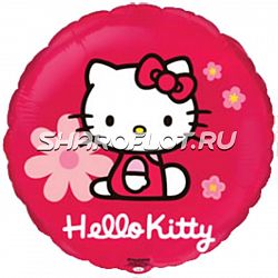 Шар Хелло Кити в цветочках 40см