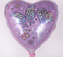 Сердце с Бабочкой на 16 лет 40см