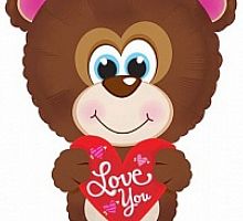 Шар Мишка с сердцем 50см