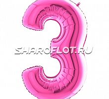 Шар Цифра 3 Розовая 85см