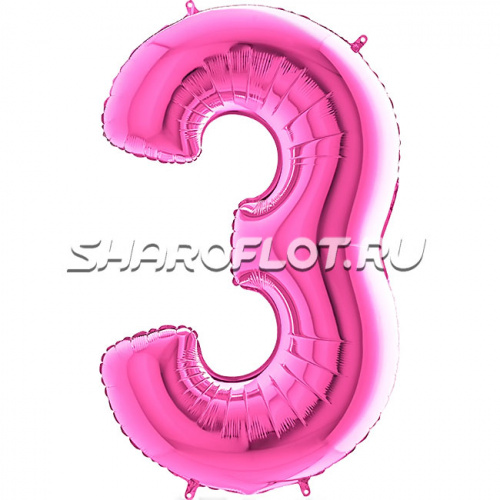 Шар Цифра 3 Розовая 85см