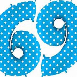 Шар Цифра 9 Голубая в горошек 85см