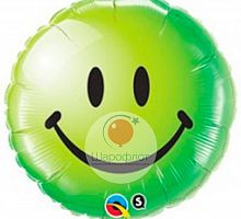 Воздушный шар круг смайл зеленый